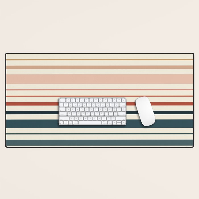 Green Boho Stripes Desk Mat Gallery Image 1