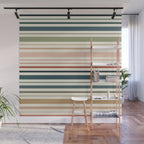 Green Boho Stripes Wall Mural Gallery Image 1