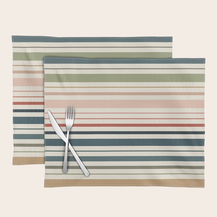 Green Boho Stripes Placemat Gallery Image 1