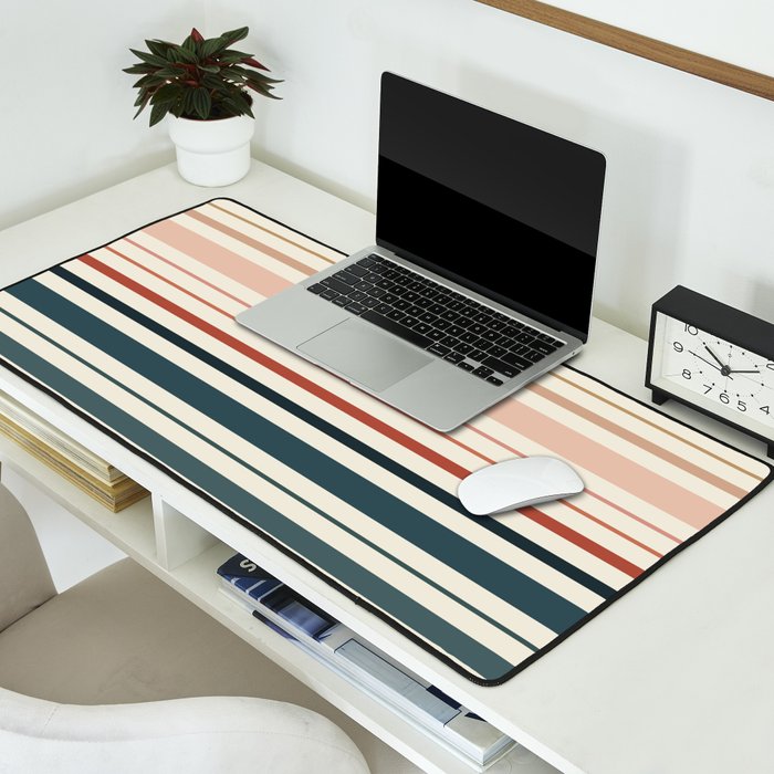Green Boho Stripes Desk Mat Gallery Image 2