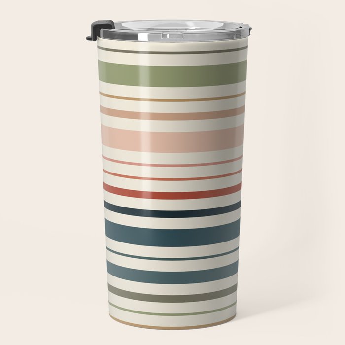 Green Boho Stripes Travel Mug Gallery Image 3