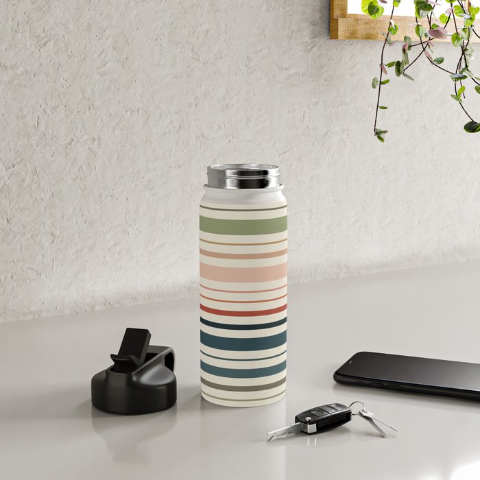 Green Boho Stripes Water Bottle Gallery Image 4