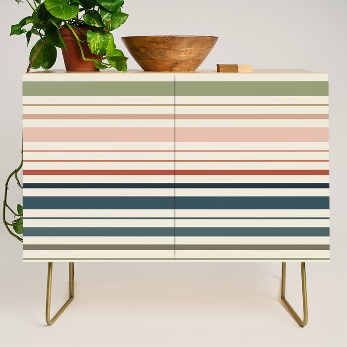 Green Boho Stripes Credenza Gallery Image 1