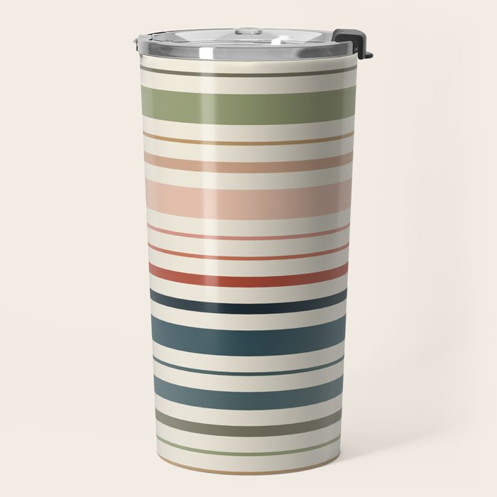 Green Boho Stripes Travel Mug Gallery Image 2
