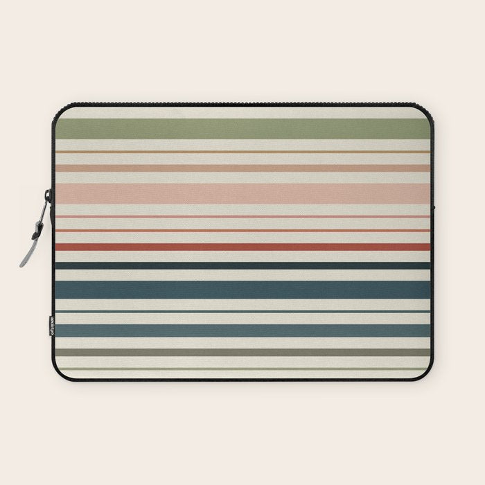 Green Boho Stripes Laptop Sleeve Gallery Image 1
