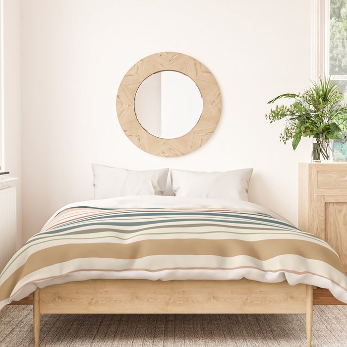 Green Boho Stripes Duvet Cover Gallery Image 3