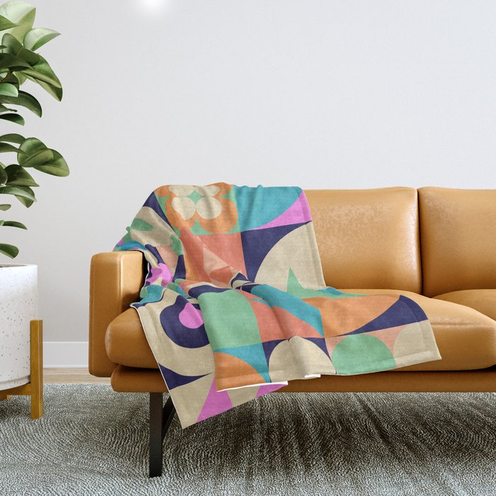 Retro Happy Geometric Combo Throw Blanket Gallery Image 1