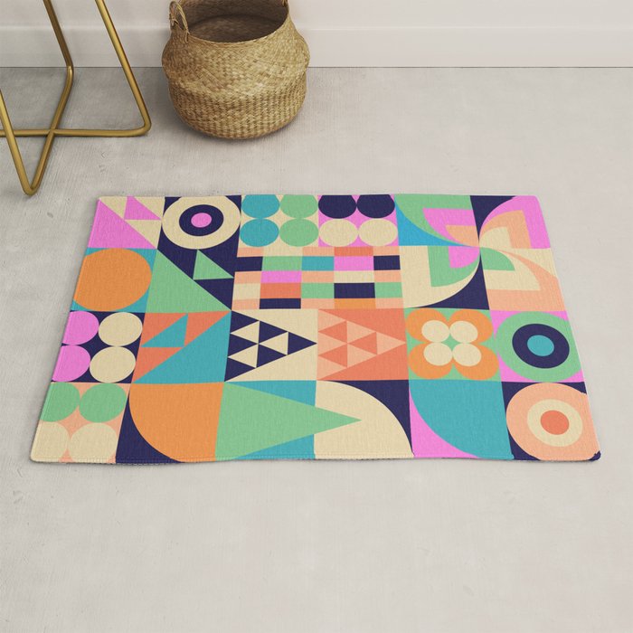 Retro Happy Geometric Combo Rug Gallery Image 1