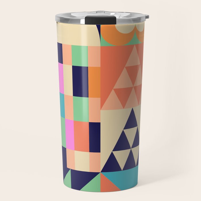 Retro Happy Geometric Combo Travel Mug Gallery Image 1