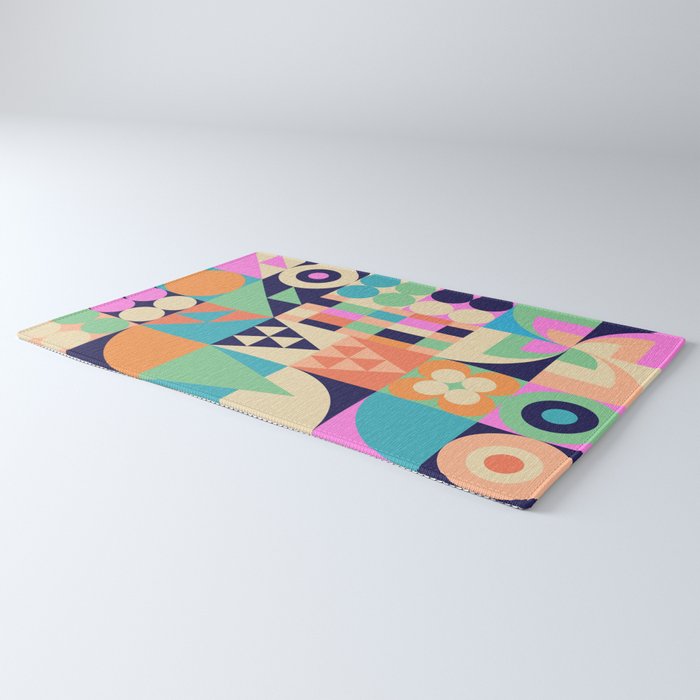 Retro Happy Geometric Combo Rug Gallery Image 3