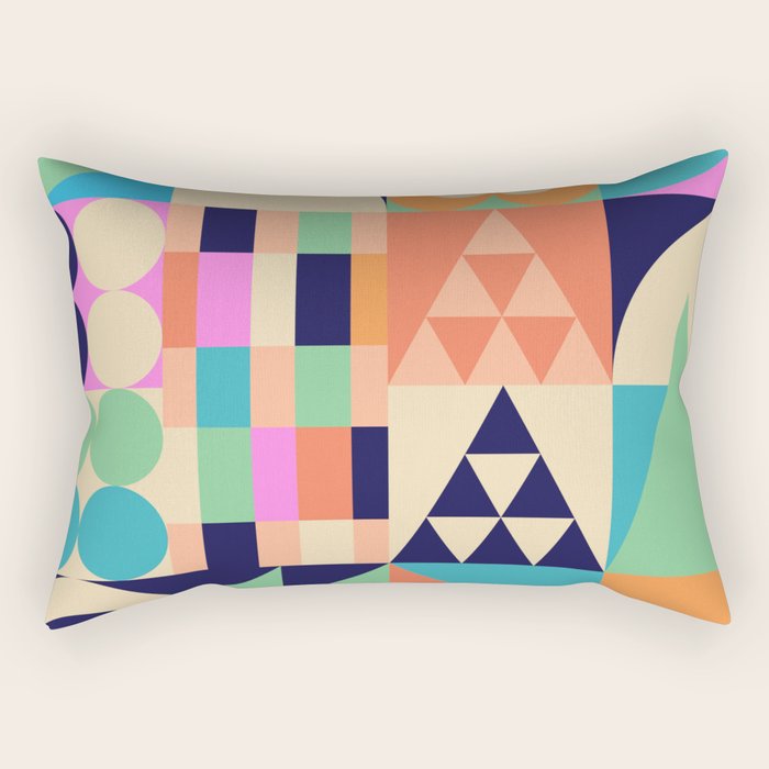 Retro Happy Geometric Combo Rectangular Pillow Gallery Image 2