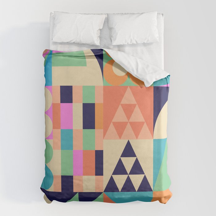 Retro Happy Geometric Combo Duvet Cover Gallery Image 1
