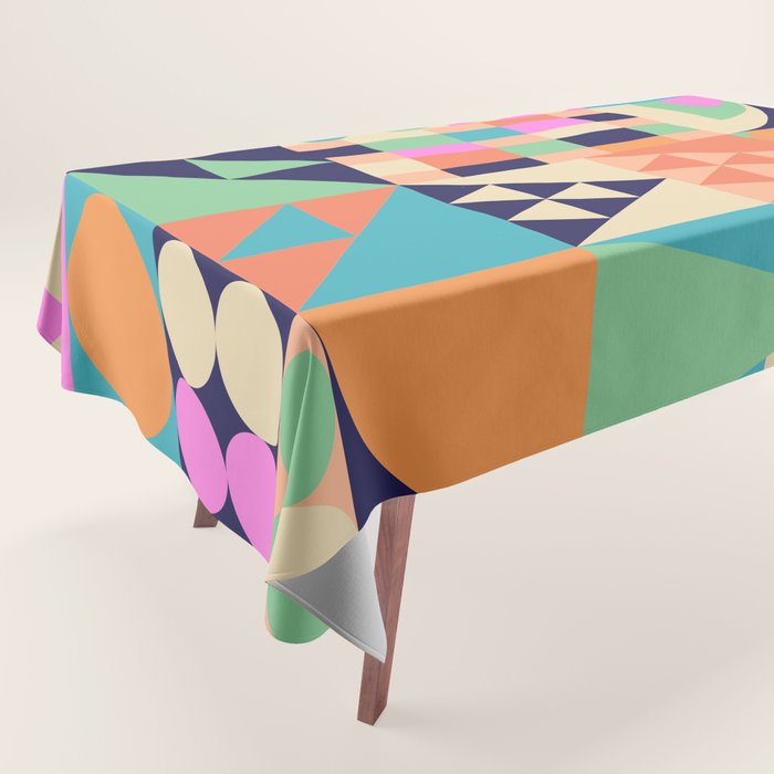 Retro Happy Geometric Combo Tablecloth Gallery Image 1