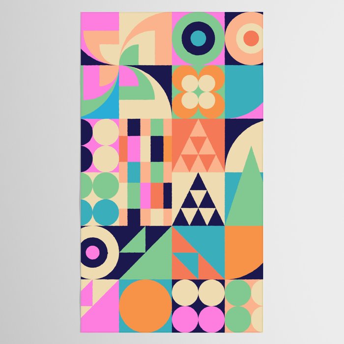 Retro Happy Geometric Combo Tablecloth Gallery Image 2