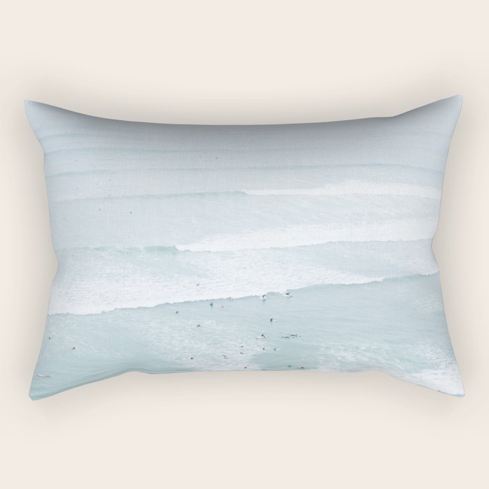 Tiny Surfers from the Sky, Lima, Peru Rectangular Pillow Gallery Image 2