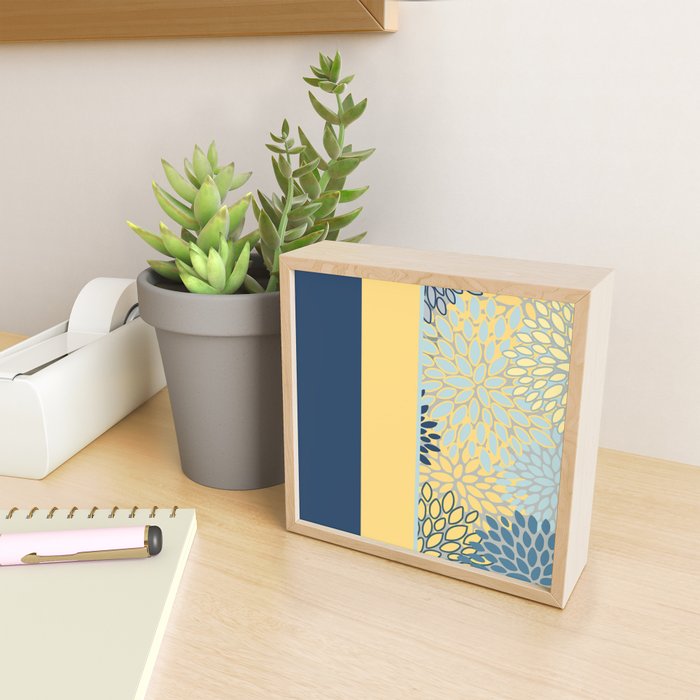 Modern, Color Block, Floral Prints, Blue and Yellow Mini Art Print Gallery Image 2