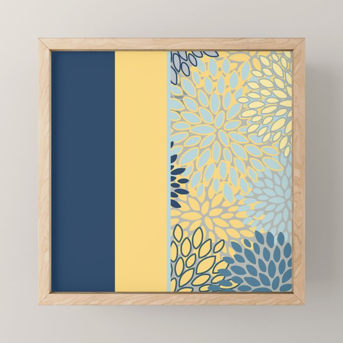 Modern, Color Block, Floral Prints, Blue and Yellow Mini Art Print Gallery Image 1