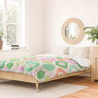 Happy Holidays Retro Ornaments - Pink & Green Duvet Cover Gallery Image 2