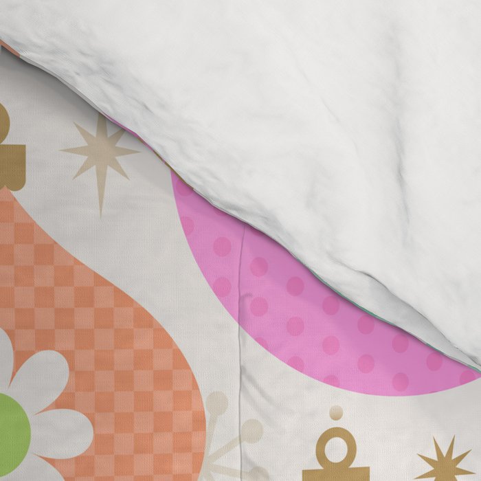 Happy Holidays Retro Ornaments - Pink & Green Comforter Gallery Image 4