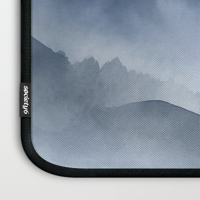 Foggy Mountains Wanderlust Blue Boho Laptop Sleeve Gallery Image 3