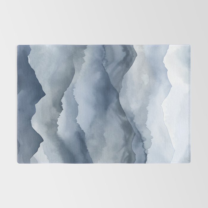 Foggy Mountains Wanderlust Blue Boho Rug Gallery Image 2