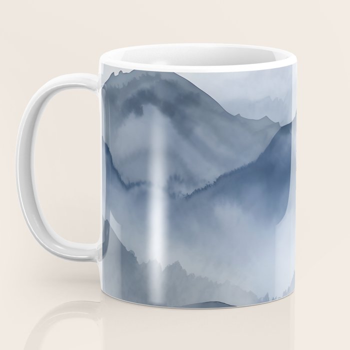 Foggy Mountains Wanderlust Blue Boho Coffee Mug Gallery Image 3