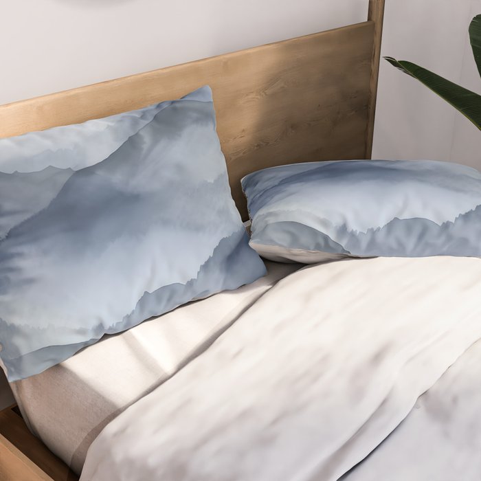 Foggy Mountains Wanderlust Blue Boho Pillow Sham Gallery Image 2