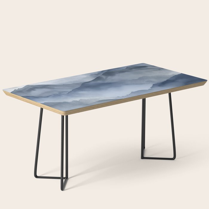 Foggy Mountains Wanderlust Blue Boho Coffee Table Gallery Image 1