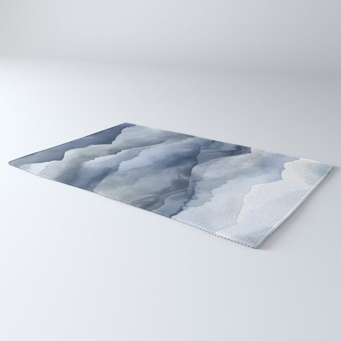 Foggy Mountains Wanderlust Blue Boho Rug Gallery Image 3