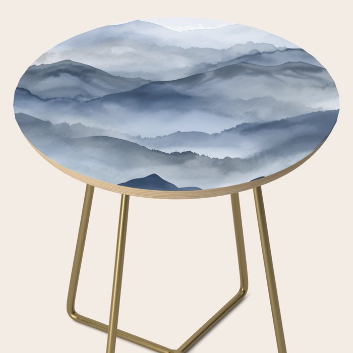 Foggy Mountains Wanderlust Blue Boho Side Table Gallery Image 2