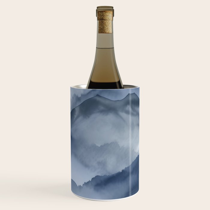 Foggy Mountains Wanderlust Blue Boho Wine Chiller Gallery Image 3