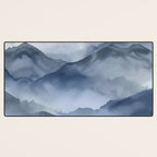 Foggy Mountains Wanderlust Blue Boho Desk Mat Gallery Image 3