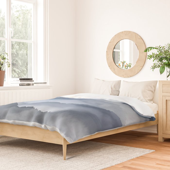 Foggy Mountains Wanderlust Blue Boho Duvet Cover Gallery Image 2