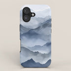 Foggy Mountains Wanderlust Blue Boho iPhone Case Gallery Image 1