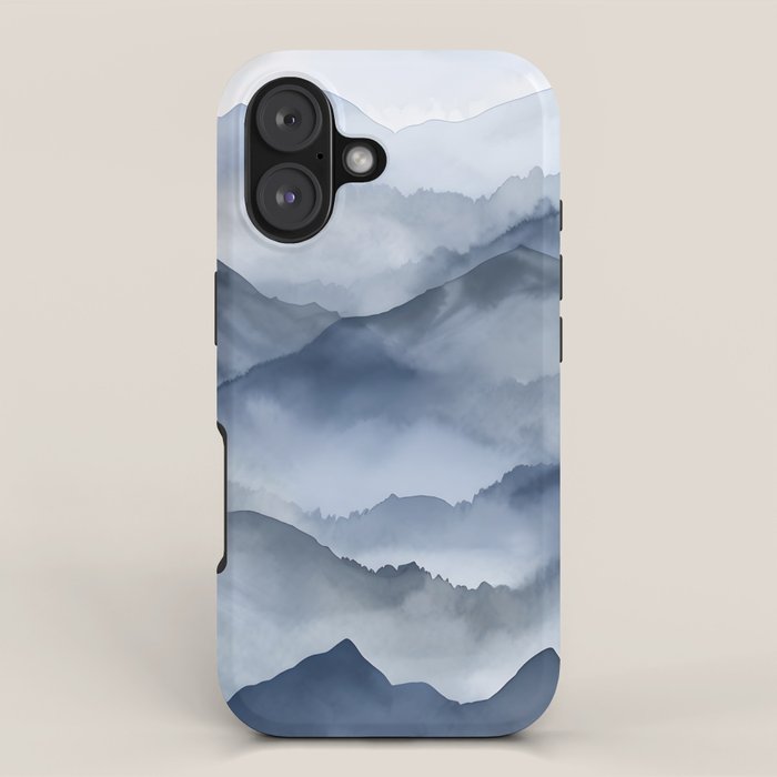Foggy Mountains Wanderlust Blue Boho iPhone Case Gallery Image 1