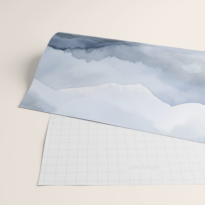 Foggy Mountains Wanderlust Blue Boho Wrapping Paper Gallery Image 2