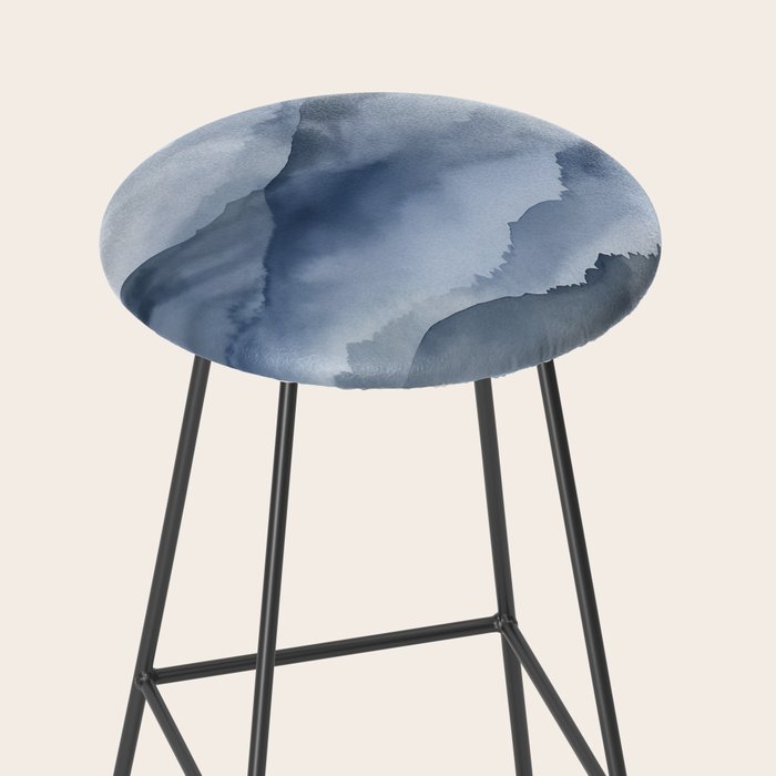 Foggy Mountains Wanderlust Blue Boho Stool Gallery Image 2