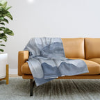 Foggy Mountains Wanderlust Blue Boho Throw Blanket Gallery Image 1