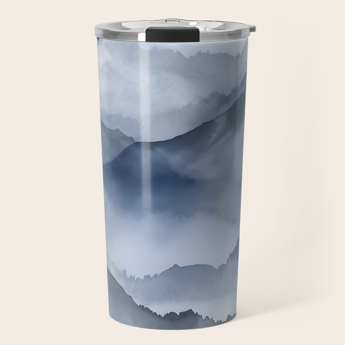 Foggy Mountains Wanderlust Blue Boho Travel Mug Gallery Image 1