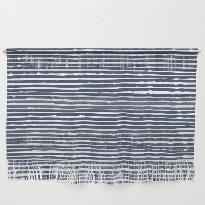 Abstract Stripes Pattern, Indigo, Navy Blue Wall Hanging Gallery Image 1