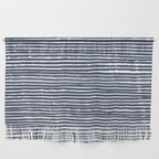Abstract Stripes Pattern, Indigo, Navy Blue Wall Hanging Gallery Image 1