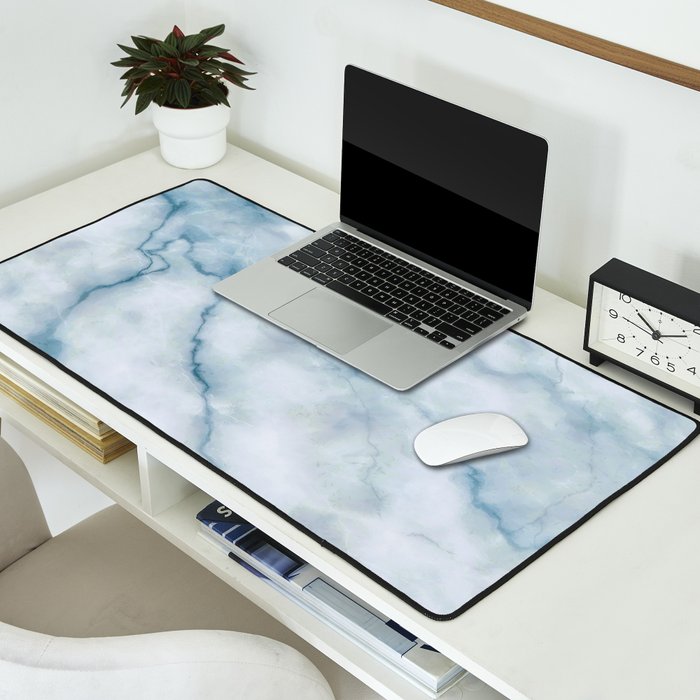 Light blue marble texture Desk Mat Gallery Image 2