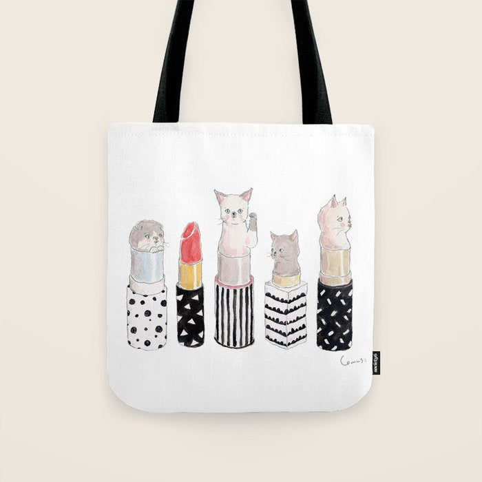 Lipstick Nyanco - Lipstick Kitty - Tote Bag Gallery Image 1