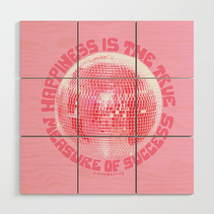 Happiness Is The True Measure of Success in Pink Wood Wall Art Gallery Image 1