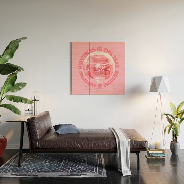 Happiness Is The True Measure of Success in Pink Wood Wall Art Gallery Image 2