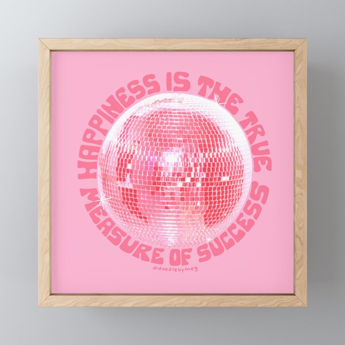Happiness Is The True Measure of Success in Pink Mini Art Print Gallery Image 1