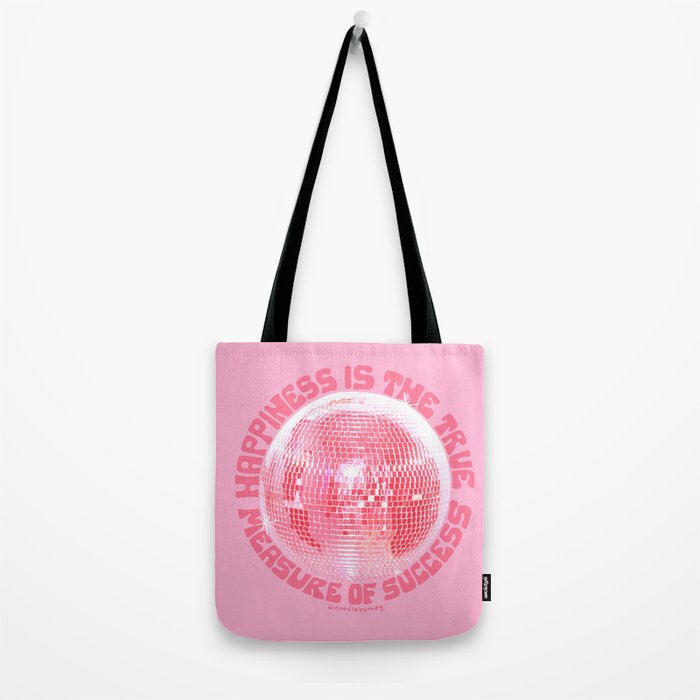 Happiness Is The True Measure of Success in Pink Tote Bag Gallery Image 2