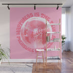 Happiness Is The True Measure of Success in Pink Wall Mural Gallery Image 1