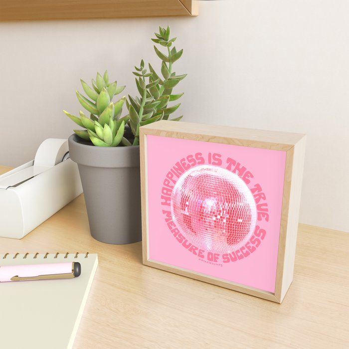 Happiness Is The True Measure of Success in Pink Mini Art Print Gallery Image 2