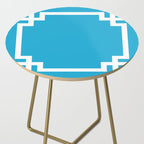 Bright Sky Blue and White Greek Key Border Side Table Gallery Image 2